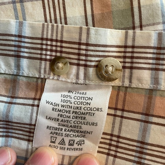 Vintage Pendleton Short Sleeve Plaid Shirt Mens Medium Tan Brown Green Neutral - Picture 7 of 12